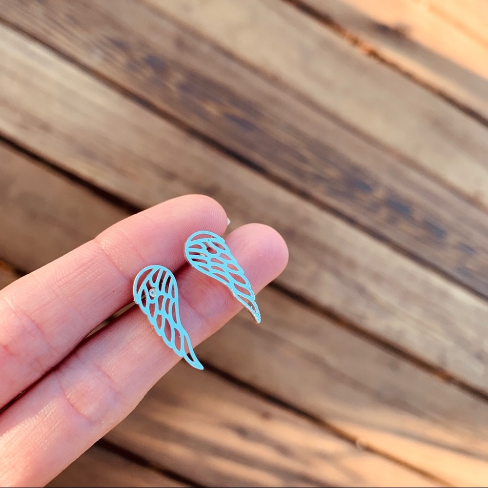 WINGS ♡ Stainless Steel Stud Earrings - Picture 10 of 10